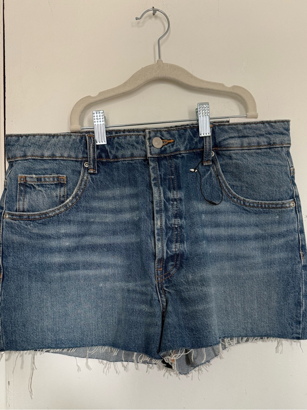 Zara Mid rise Denim Cutoff Shorts - Medium Blue nwt